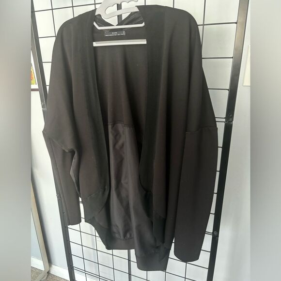 Zara Black Open Front Cocoon Cardigan EUC - Picture 4 of 7